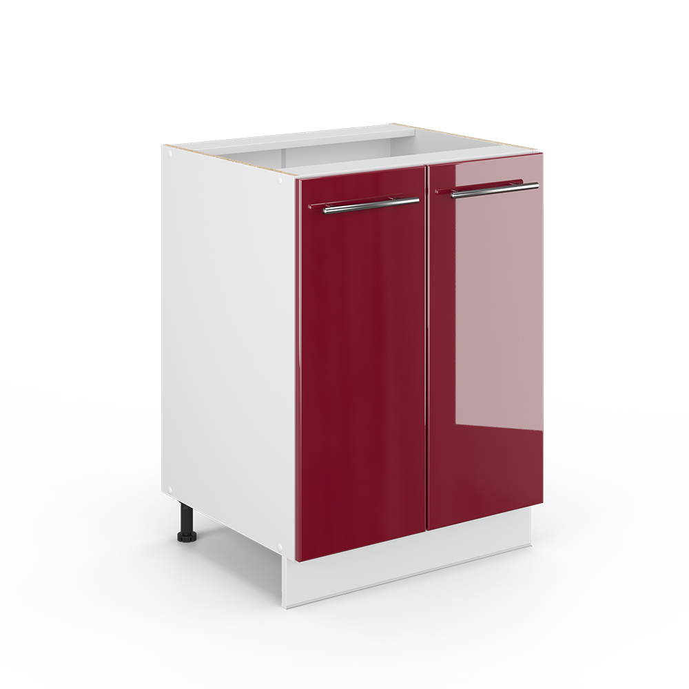 foto del prodotto vicco mobiletto base cucina rosso bordeaux lucido 60 cm senza piano di lavoro