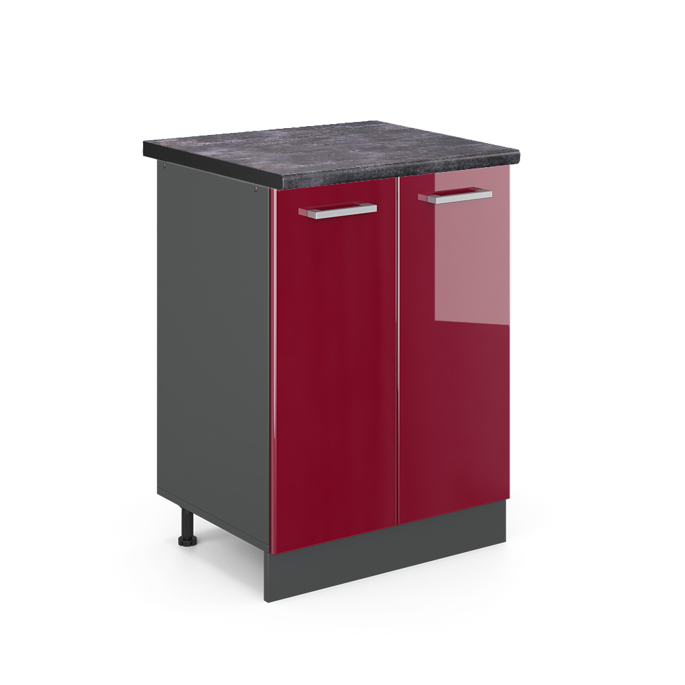 foto del prodotto vicco mobiletto base cucina rosso lucido 60 cm , pl antracite
