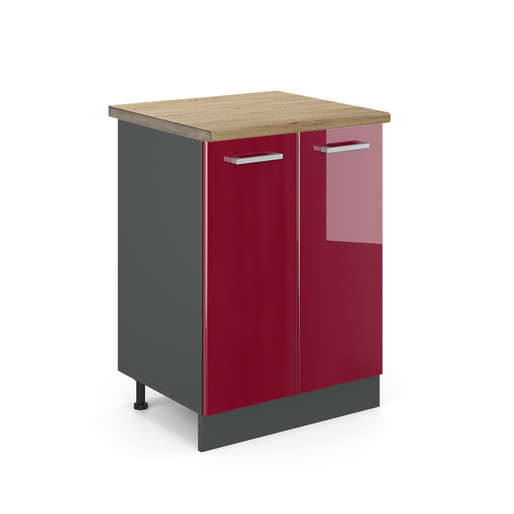 foto del prodotto vicco mobiletto base cucina rosso lucido 60 cm , pl rovere