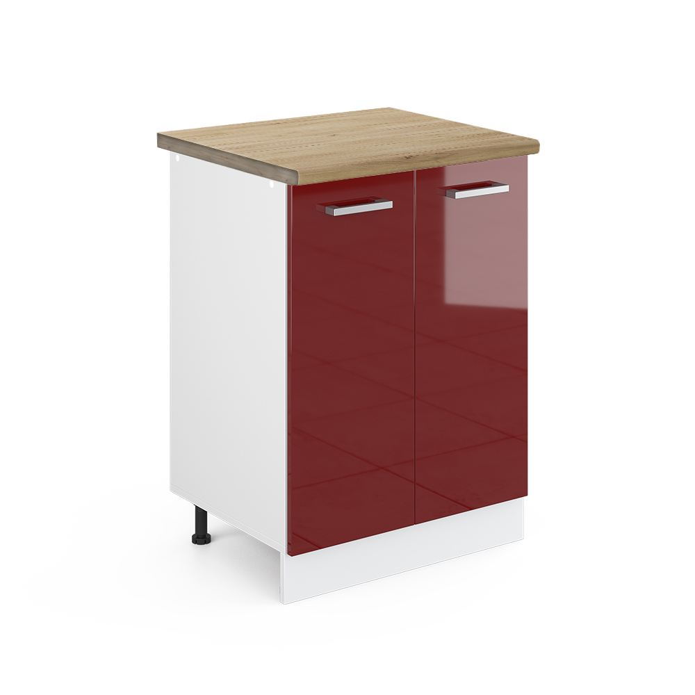 foto del prodotto vicco mobiletto base cucina rosso lucido 60 cm , pl rovere