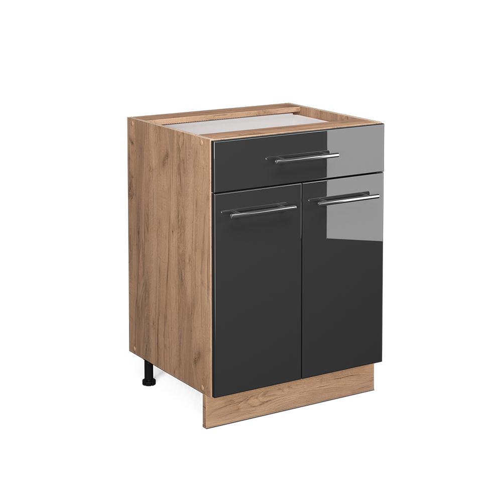 foto del prodotto vicco mobiletto base per cucina antracite lucido 60 cm con cassetto, senza piano di lavoro