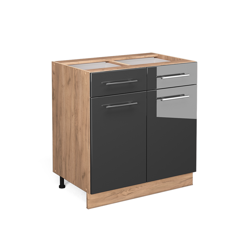 foto del prodotto vicco mobiletto base per cucina antracite lucido 80 cm con cassetto, senza piano di lavoro