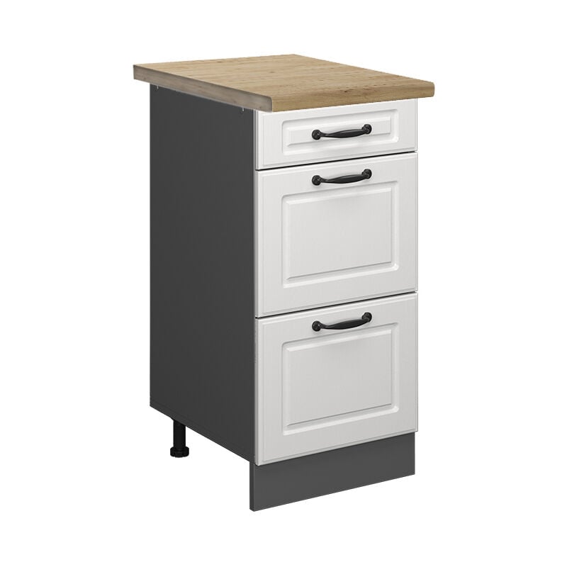 foto del prodotto vicco mobiletto base per cucina bianco casa di campagna 40 cm con cassetti, pl rovere