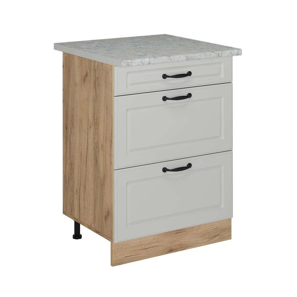 foto del prodotto vicco mobiletto base per cucina bianco casa di campagna 60 cm con cassetti, marmo ap