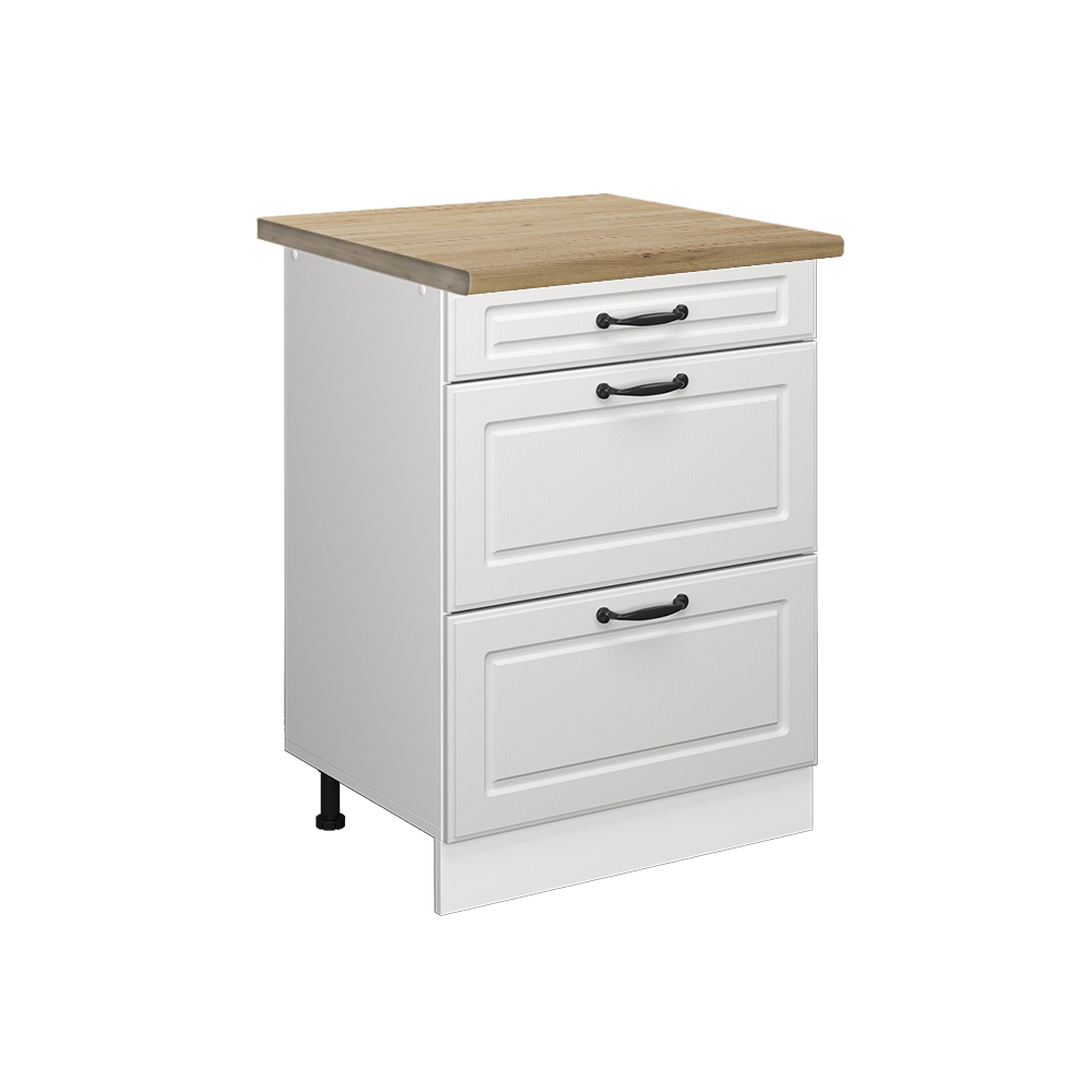 foto del prodotto vicco mobiletto base per cucina bianco casa di campagna 60 cm con cassetti, pl rovere