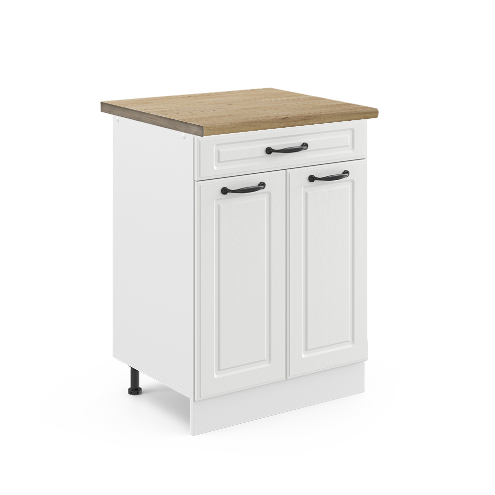 foto del prodotto vicco mobiletto base per cucina bianco casa di campagna 60 cm con cassetto, pl rovere