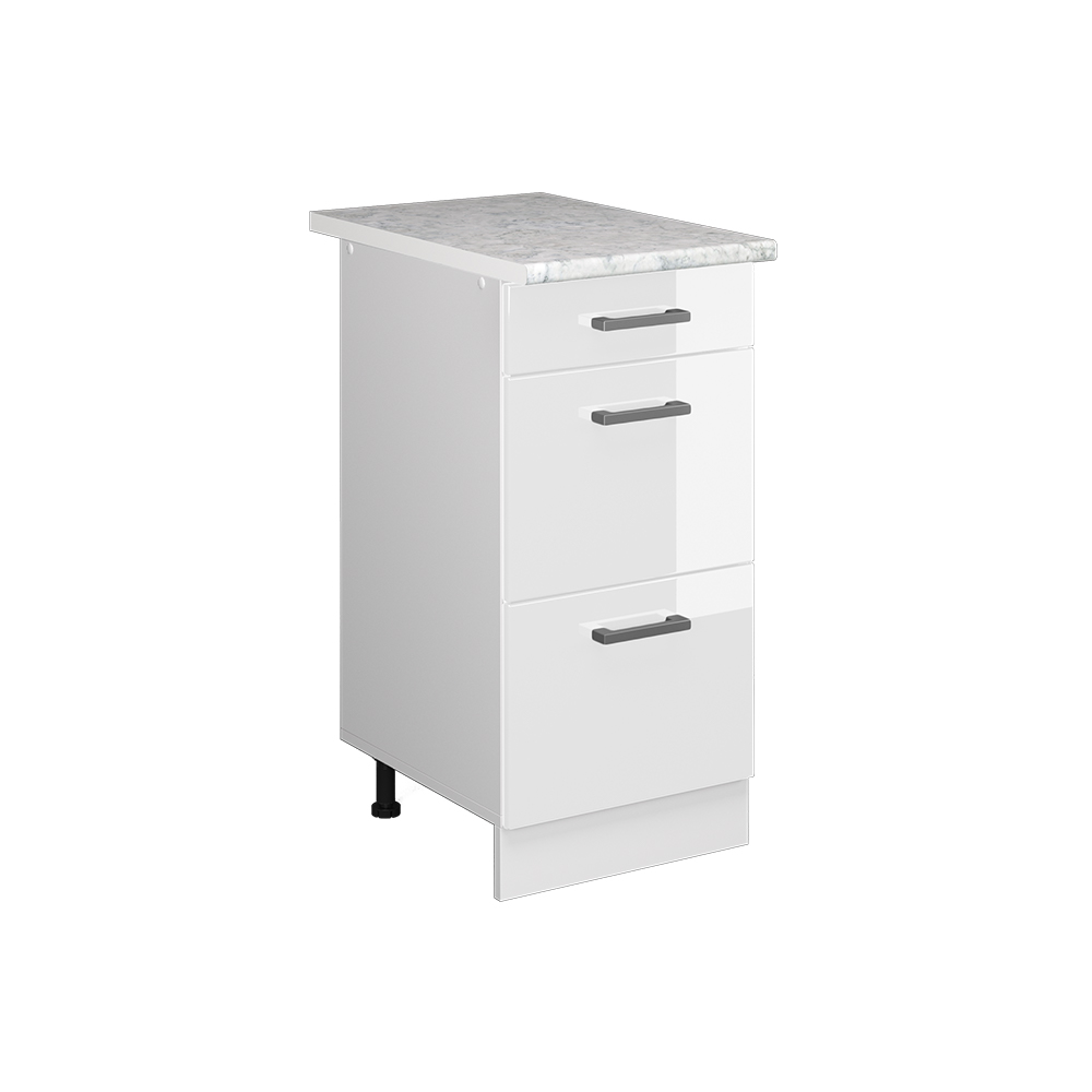 foto del prodotto vicco mobiletto base per cucina bianco lucido 40 cm con cassetti pl marmo