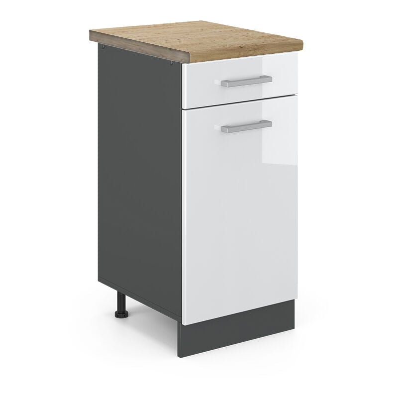 foto del prodotto vicco mobiletto base per cucina bianco lucido 40 cm , pl rovere