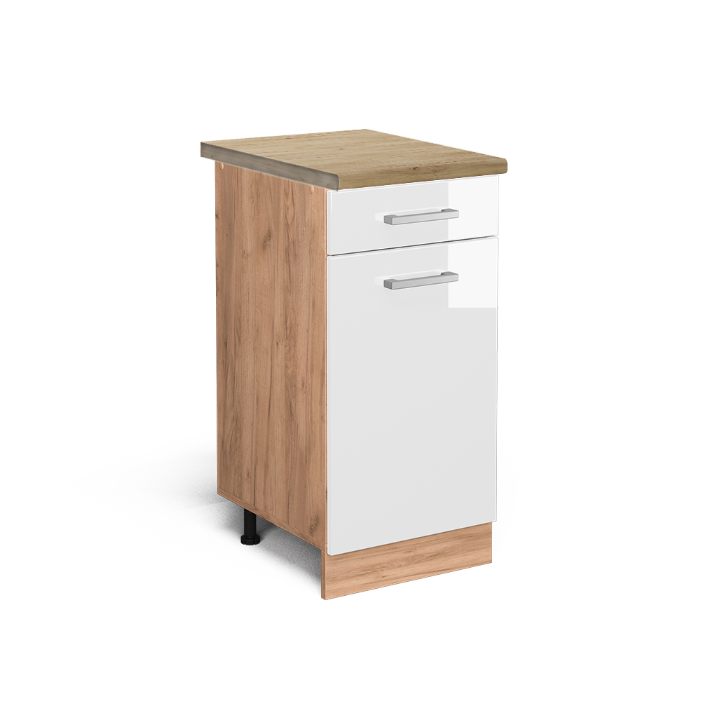 foto del prodotto vicco mobiletto base per cucina bianco lucido 40 cm , pl rovere
