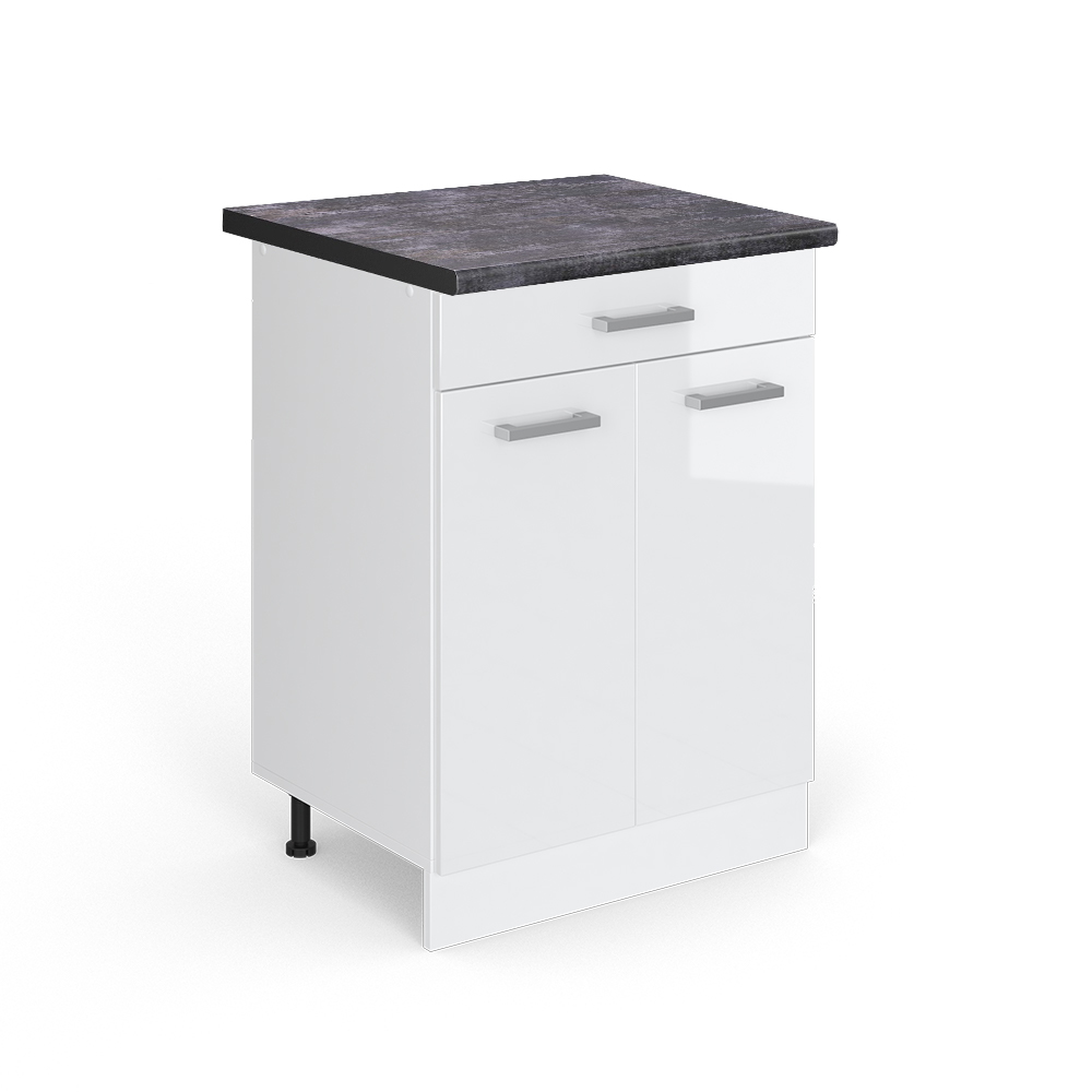 foto del prodotto vicco mobiletto base per cucina bianco lucido 60 cm con cassetto, pl antracite