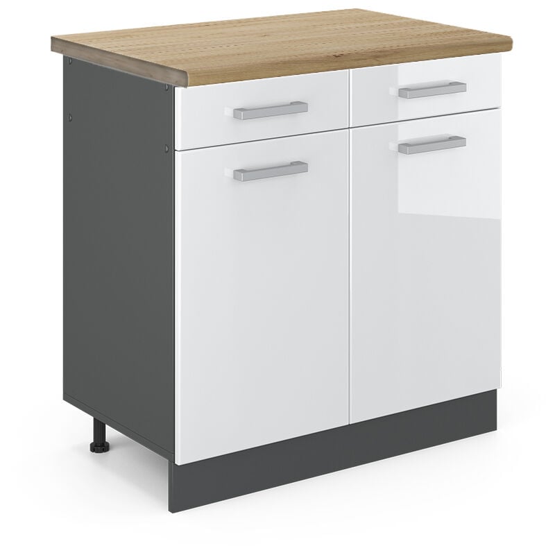 foto del prodotto vicco mobiletto base per cucina bianco lucido 80 cm , pl rovere