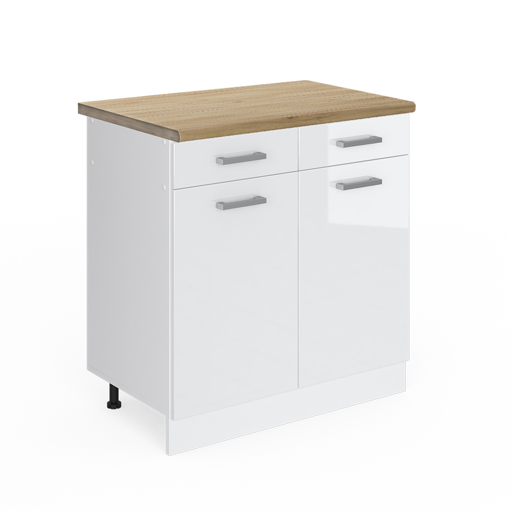 foto del prodotto vicco mobiletto base per cucina bianco lucido 80 cm pt rovere