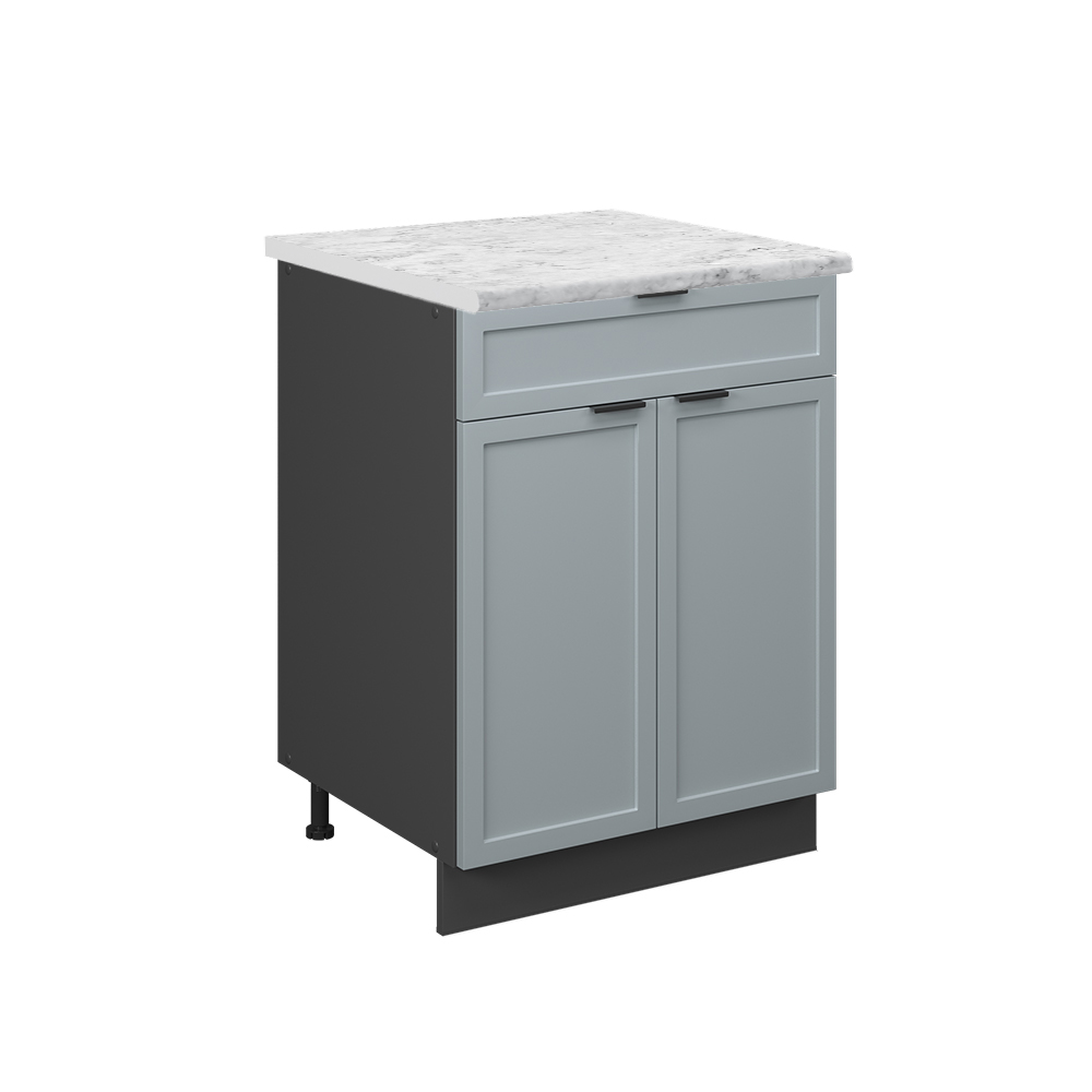 foto del prodotto vicco mobiletto base per cucina blu grigio chiaro 60 cm con cassetto, pl marmo