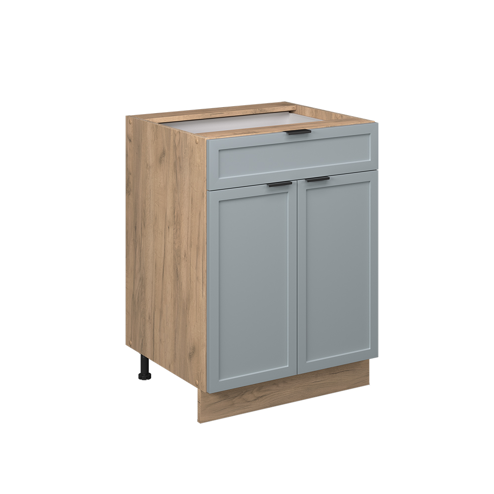 foto del prodotto vicco mobiletto base per cucina blu grigio chiaro 60 cm con cassetto, senza piano di lavoro