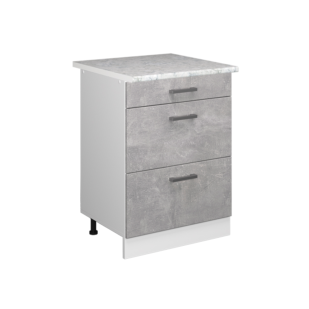 foto del prodotto vicco mobiletto base per cucina calcestruzzo 60 cm con cassetti pl marmo