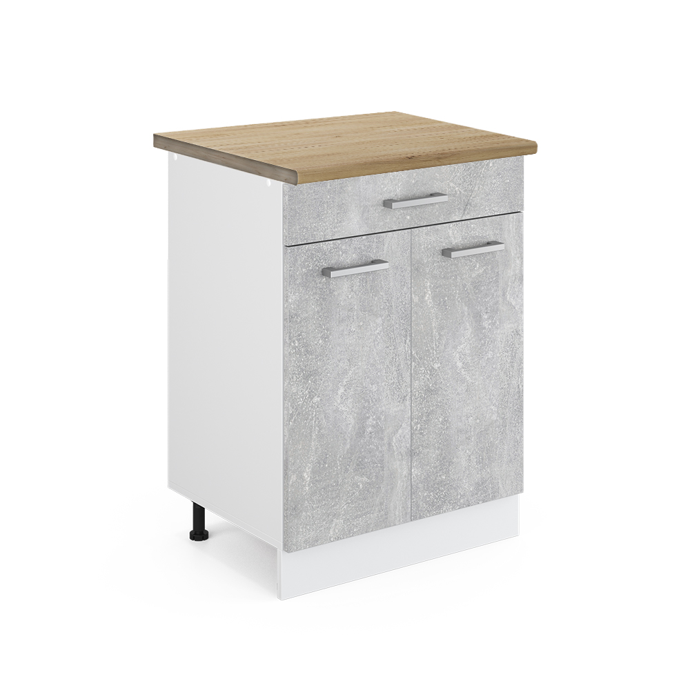 foto del prodotto vicco mobiletto base per cucina calcestruzzo 60 cm con cassetto, pl rovere