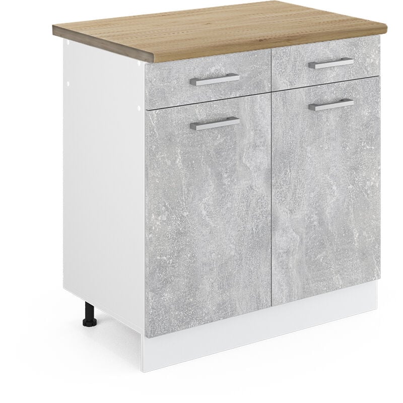 foto del prodotto vicco mobiletto base per cucina calcestruzzo 80 cm , pl rovere