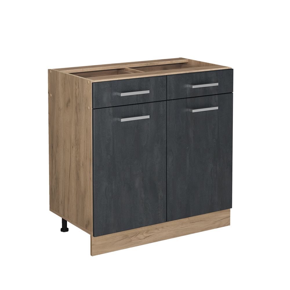 foto del prodotto vicco mobiletto base per cucina calcestruzzo nero 80 cm senza piano di lavoro