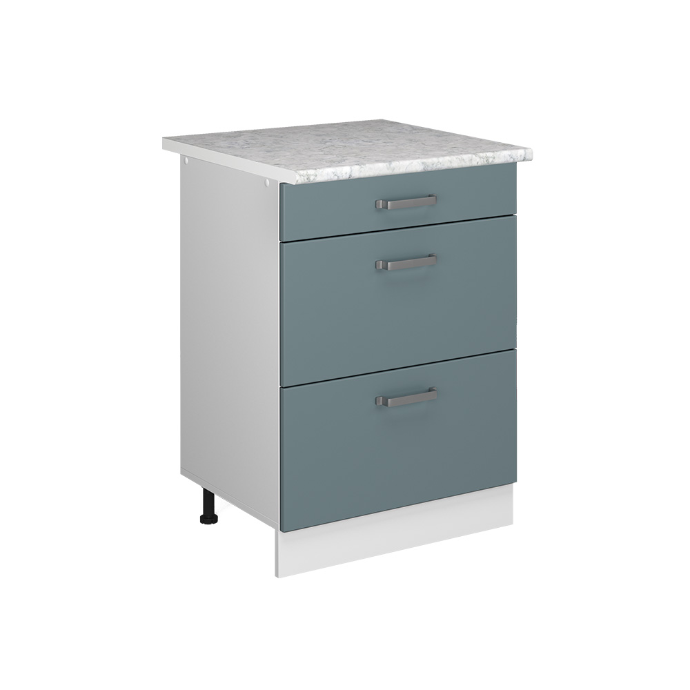 foto del prodotto vicco mobiletto base per cucina grigio blu 60 cm con cassetti pl marmo