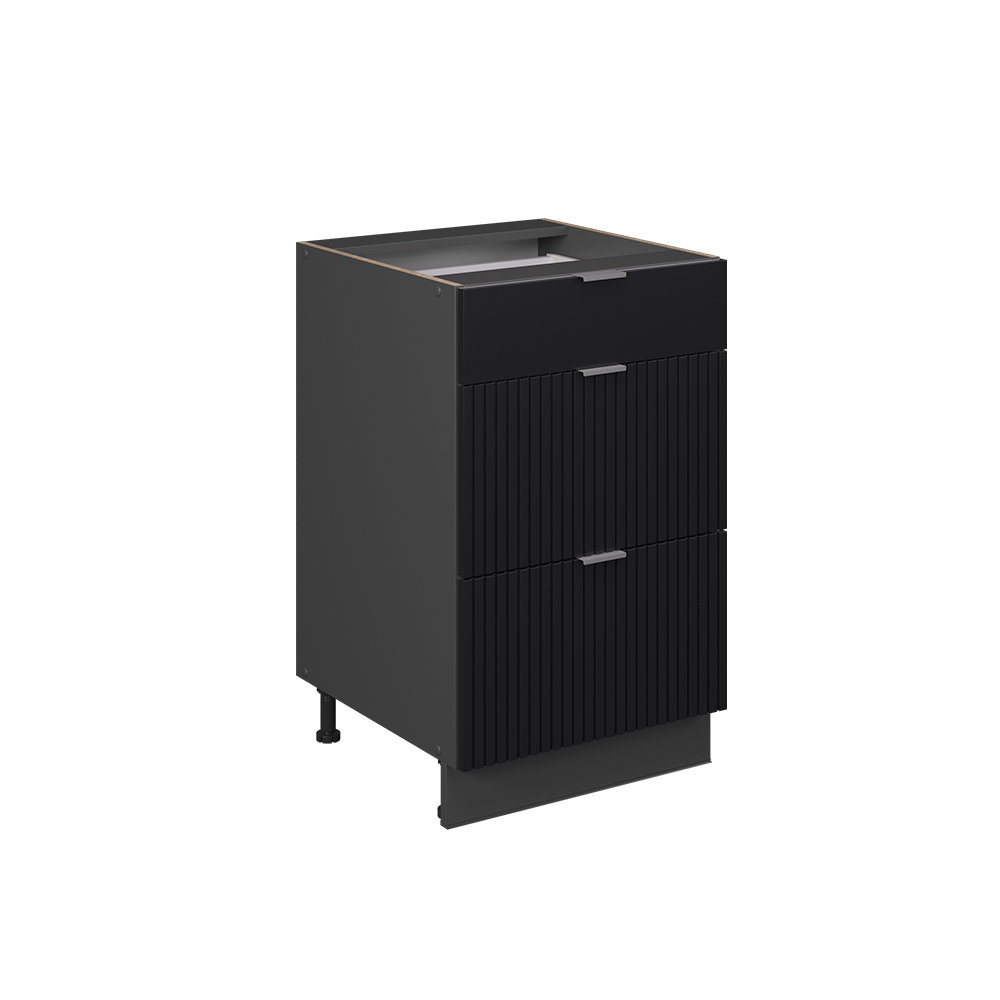 foto del prodotto vicco mobiletto base per cucina nero a righe 50 cm senza piano di lavoro