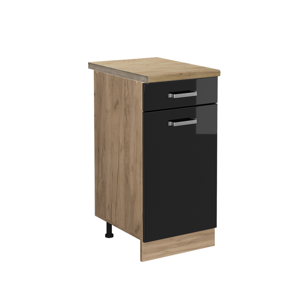 foto del prodotto vicco mobiletto base per cucina nero lucido 40 cm , pl rovere