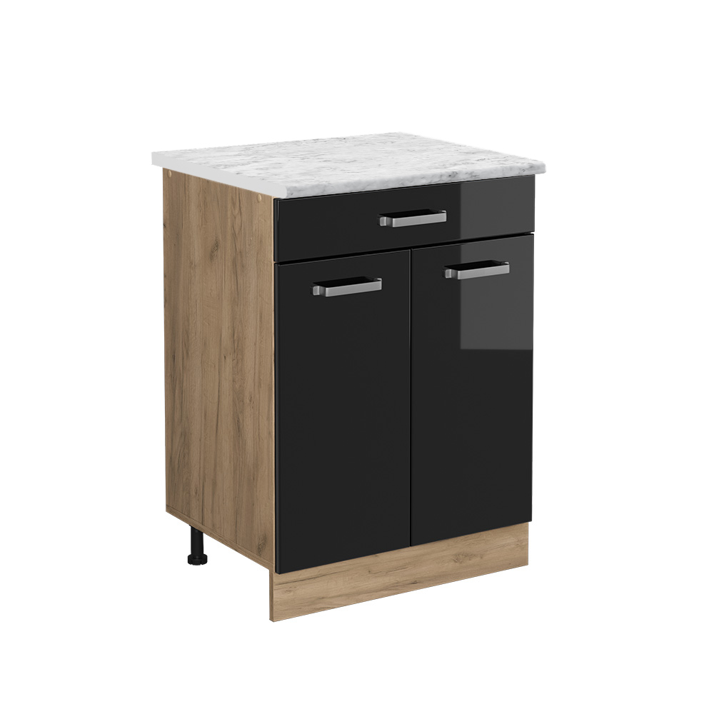 foto del prodotto vicco mobiletto base per cucina nero lucido 60 cm pl marmo