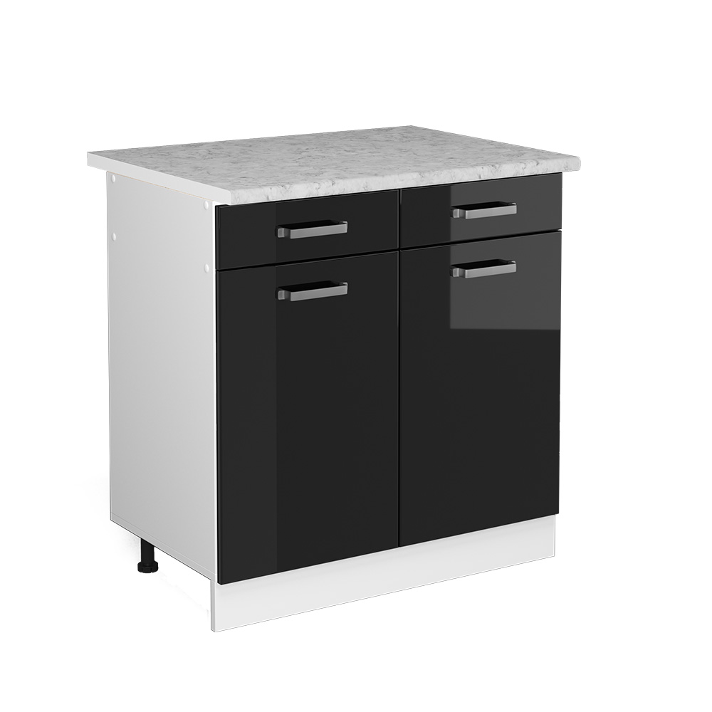 foto del prodotto vicco mobiletto base per cucina nero lucido 80 cm , pl marmo