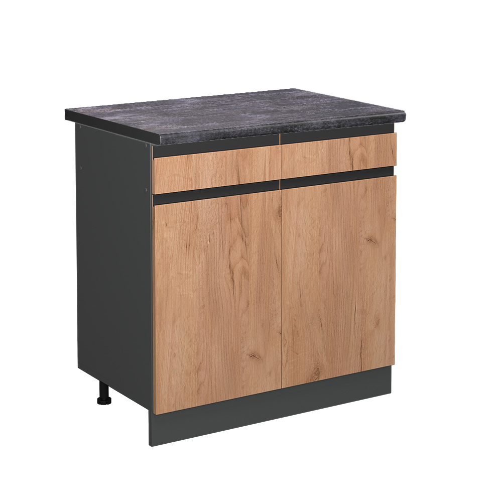 foto del prodotto vicco mobiletto base per cucina quercia dorata 80 cm , pl antracite