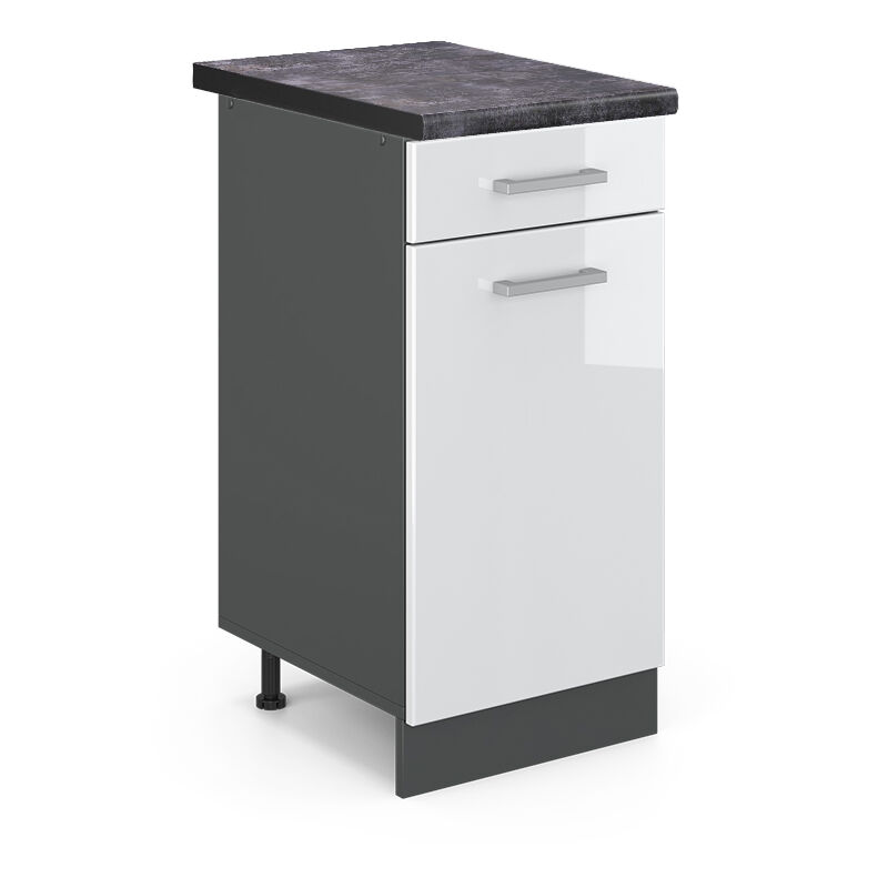 foto del prodotto vicco - mobiletto base per cucina r-line, bianco lucido, 40 cm , pl antracite
