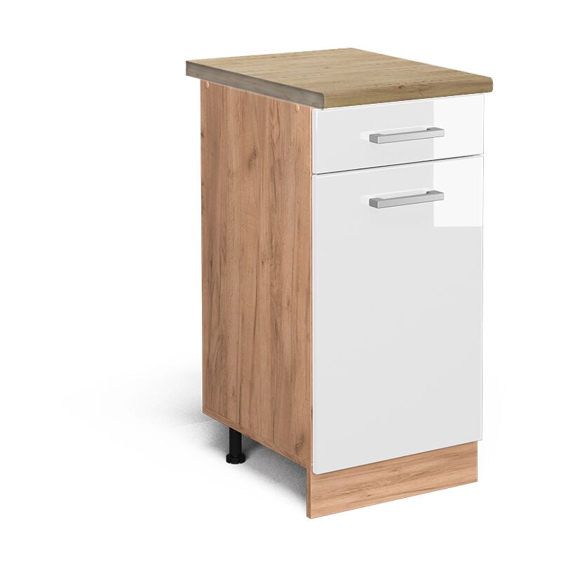 foto del prodotto vicco mobiletto base per cucina r line, bianco lucido, 40 cm , pl rovere