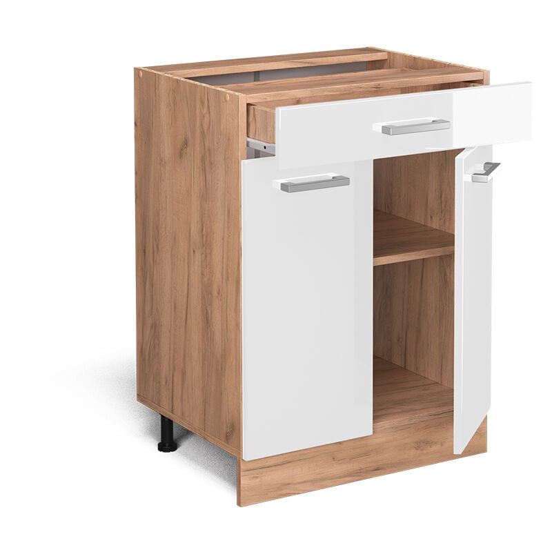 foto del prodotto vicco mobiletto base per cucina r line, bianco lucido, 60 cm con cassetto, senza piano di lavoro