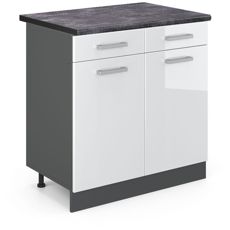 foto del prodotto vicco mobiletto base per cucina r line, bianco lucido, 80 cm , pl antracite