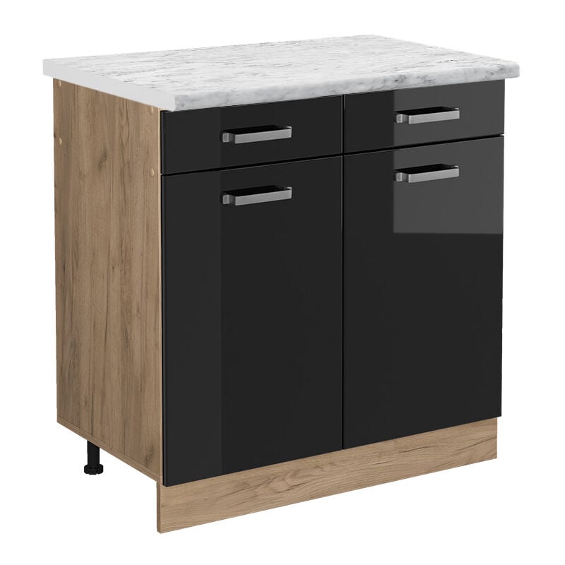 foto del prodotto vicco mobiletto base per cucina r line, nero lucido, 80 cm pl marmo