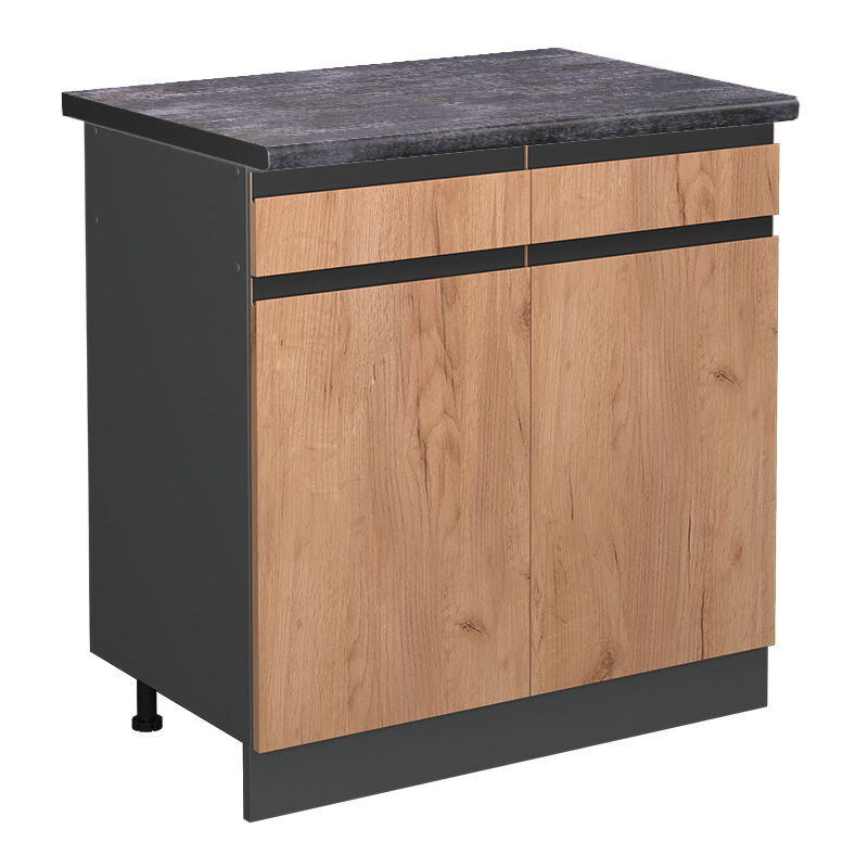 foto del prodotto vicco mobiletto base per cucina r line, quercia dorata, 80 cm , pl antracite