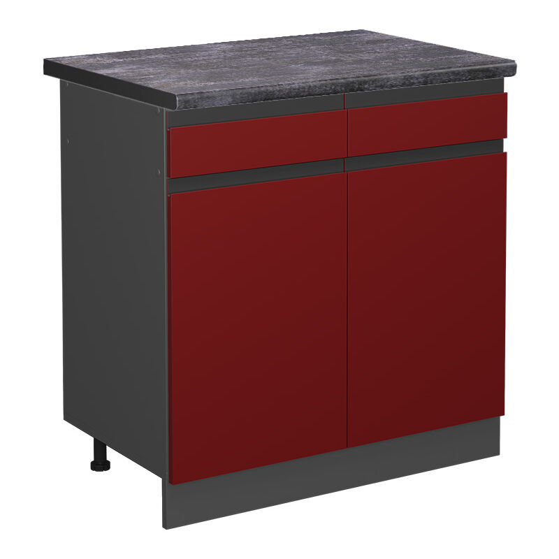 foto del prodotto vicco - mobiletto base per cucina r-line, rosso, 80 cm , pl antracite