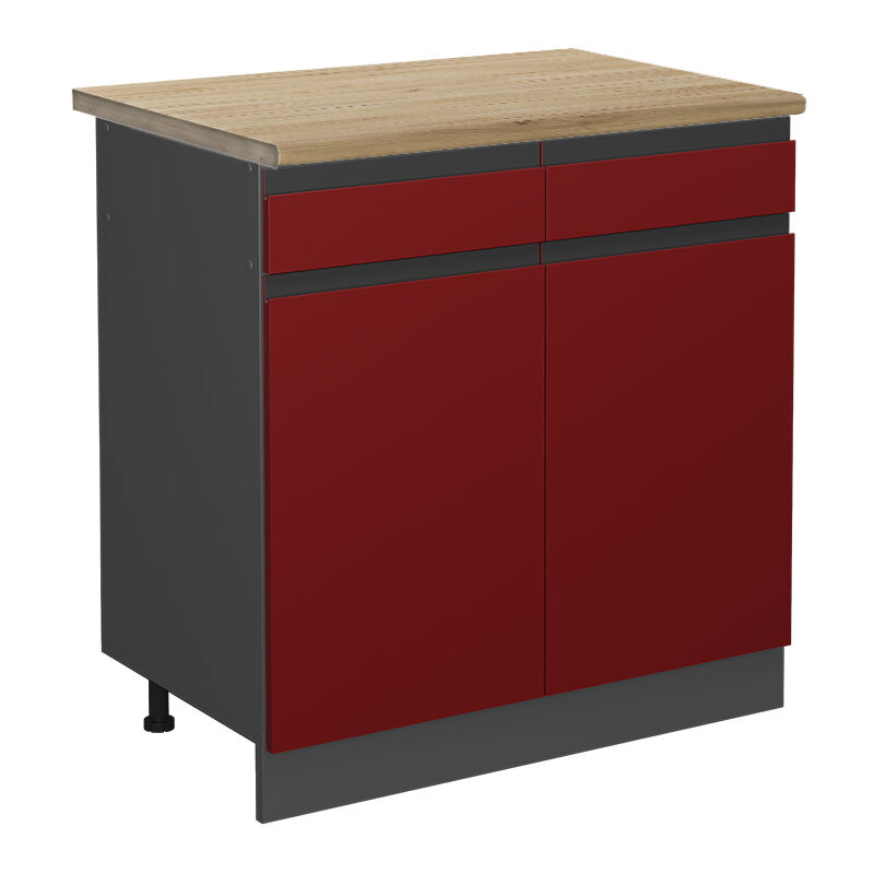foto del prodotto vicco mobiletto base per cucina r line, rosso, 80 cm , pl rovere