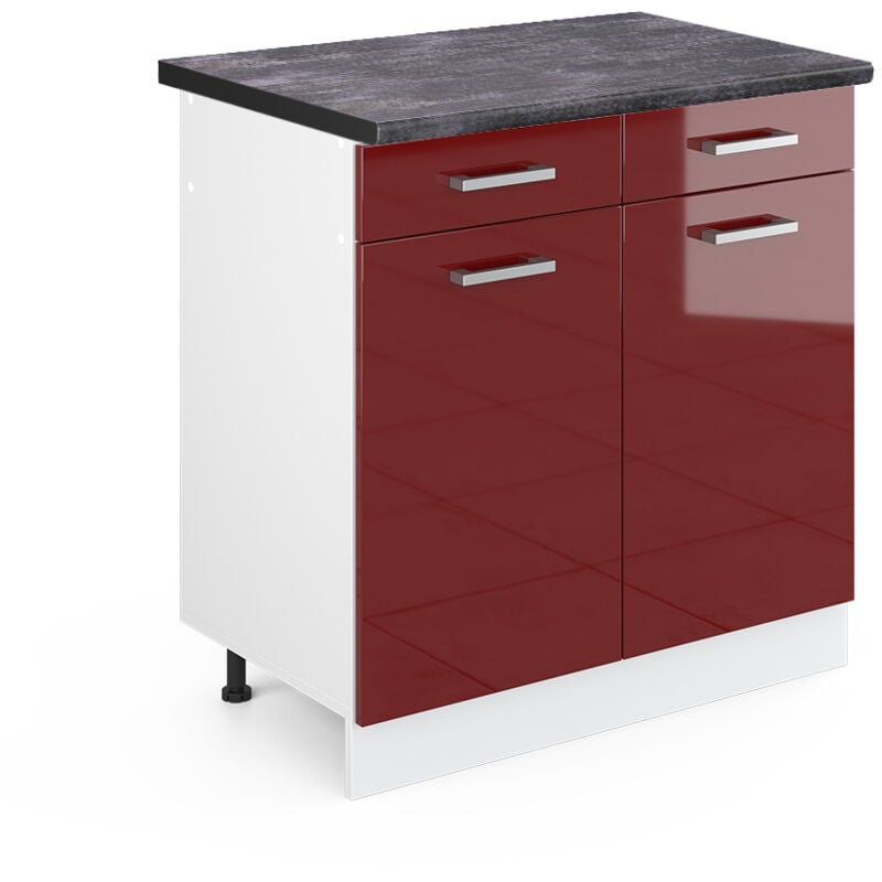foto del prodotto vicco mobiletto base per cucina r line, rosso bordeaux lucido, 80 cm , pl antracite