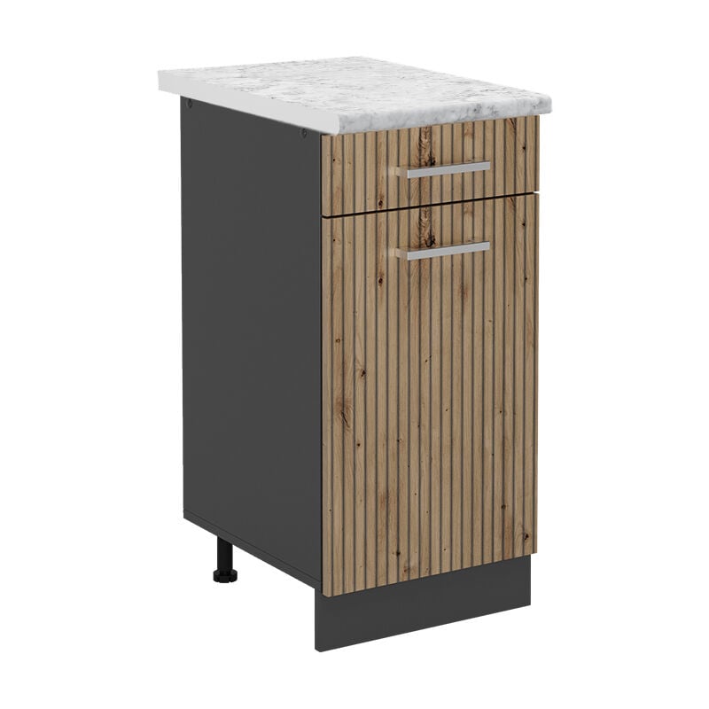 foto del prodotto vicco mobiletto base per cucina r line, rovere artigianale, 40 cm , pl marmo
