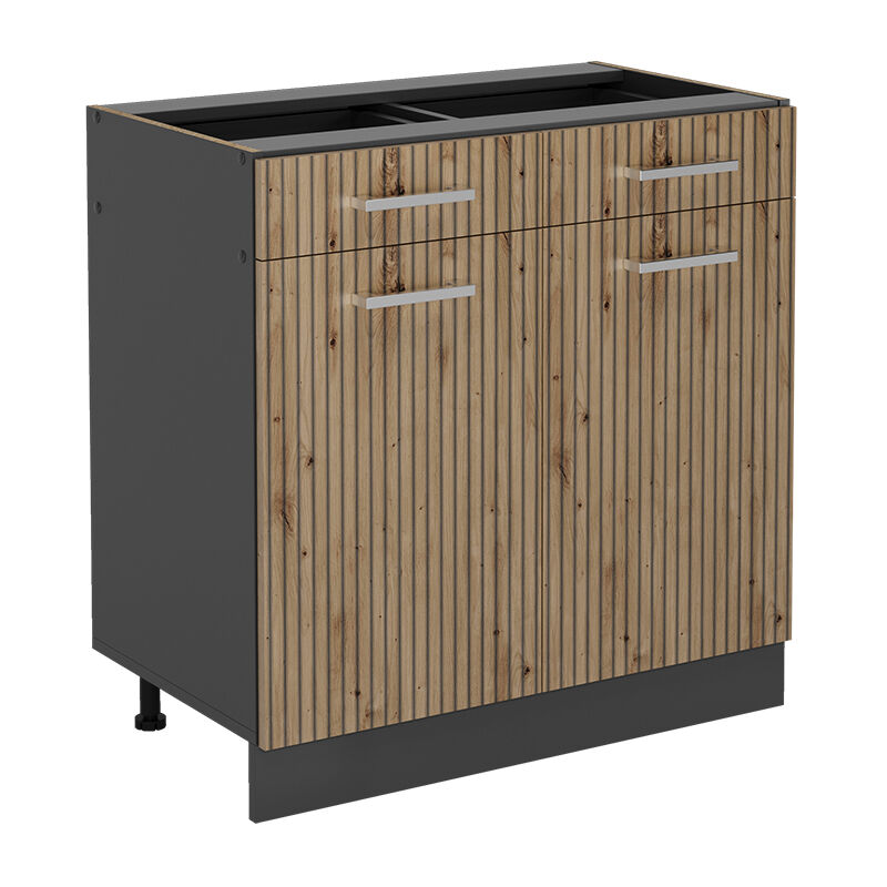 foto del prodotto vicco mobiletto base per cucina r line, rovere artigianale, 80 cm senza piano di lavoro