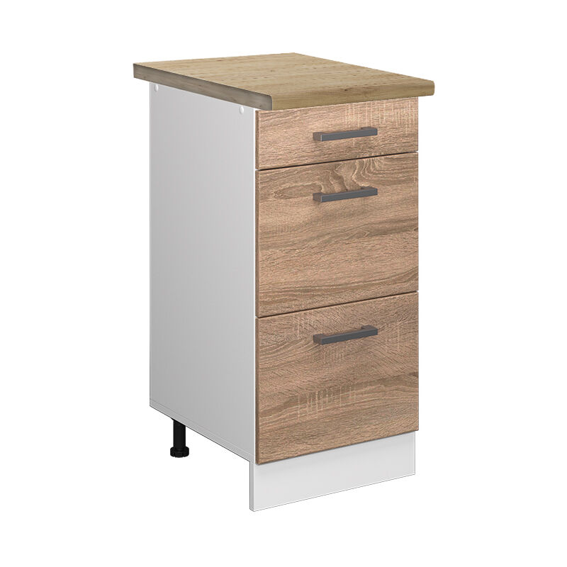 foto del prodotto vicco mobiletto base per cucina r line, sonoma, 40 cm con cassetti, pl rovere