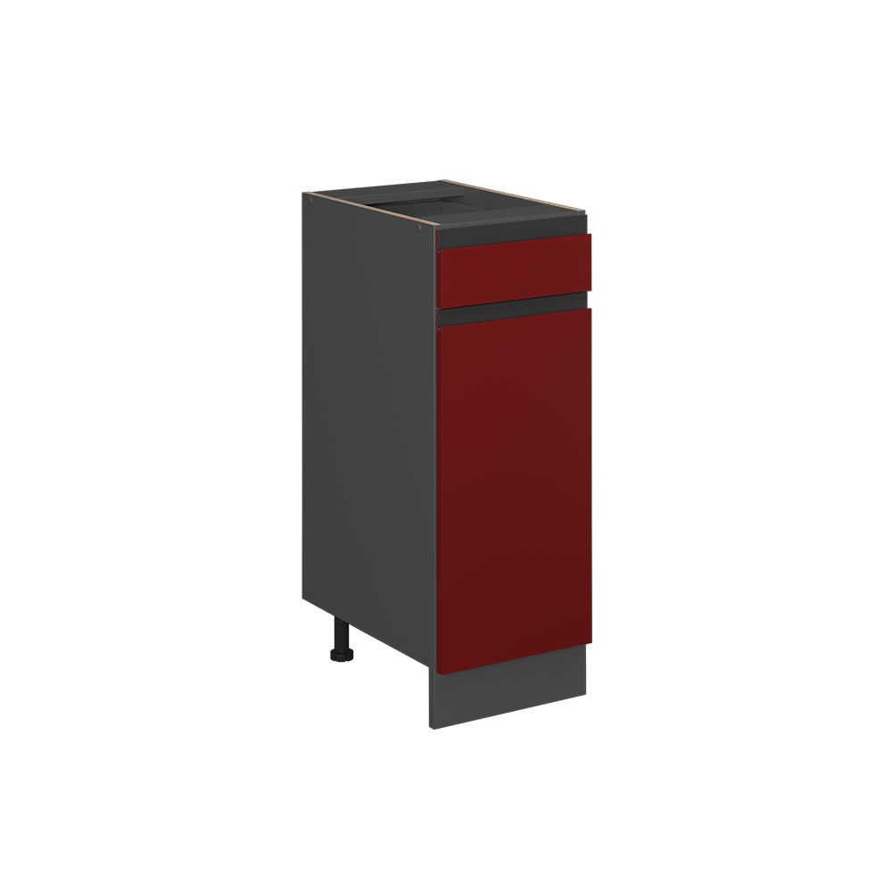 foto del prodotto vicco mobiletto base per cucina rosso 30 cm forma a j, senza piano di lavoro
