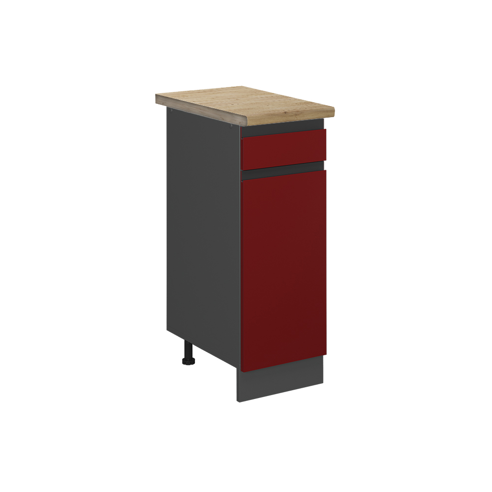 foto del prodotto vicco mobiletto base per cucina rosso 30 cm , pl rovere