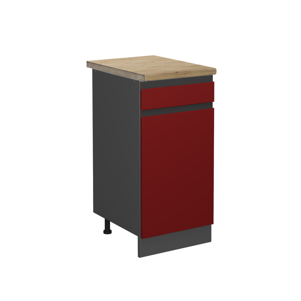foto del prodotto vicco mobiletto base per cucina rosso 40 cm , pl rovere