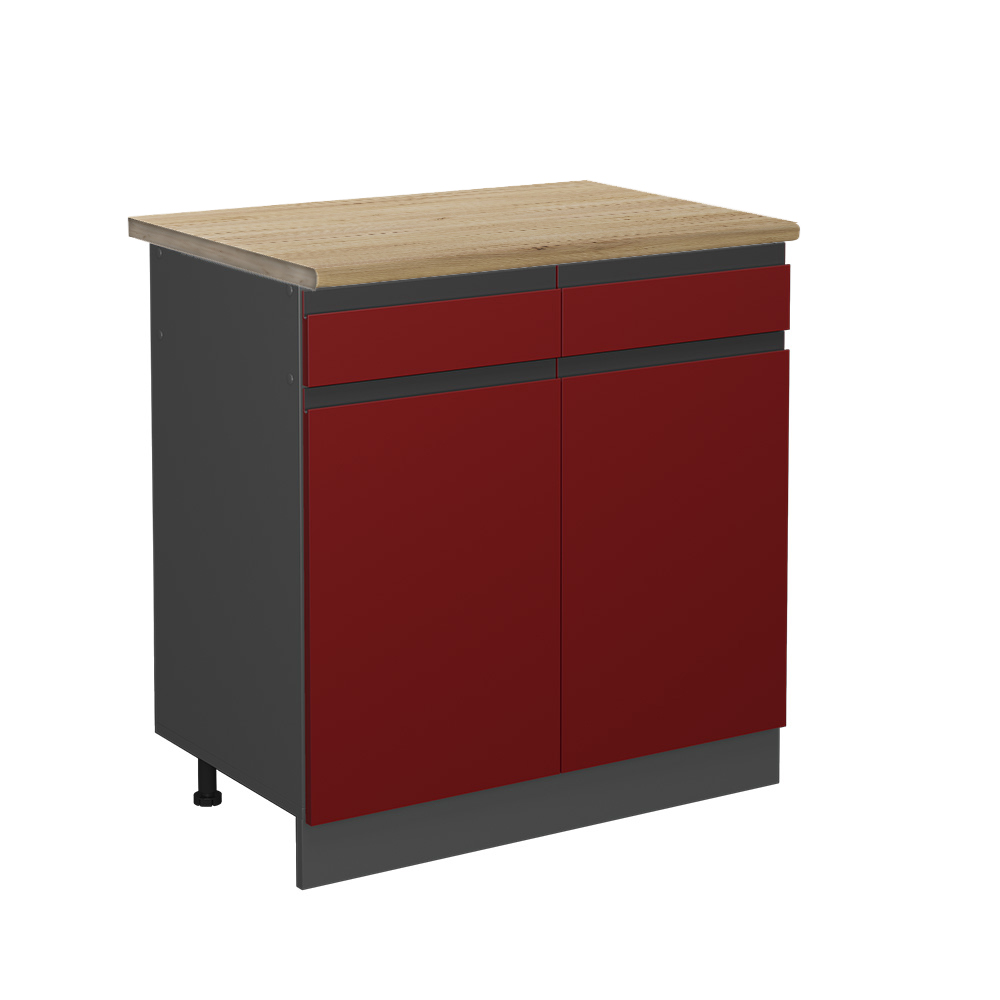 foto del prodotto vicco mobiletto base per cucina rosso 80 cm , pl rovere