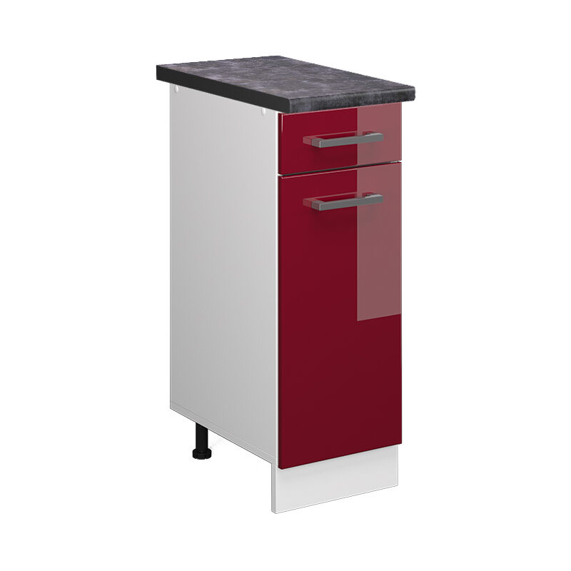 foto del prodotto vicco mobiletto base per cucina rosso bordeaux lucido 30 cm , pl antracite