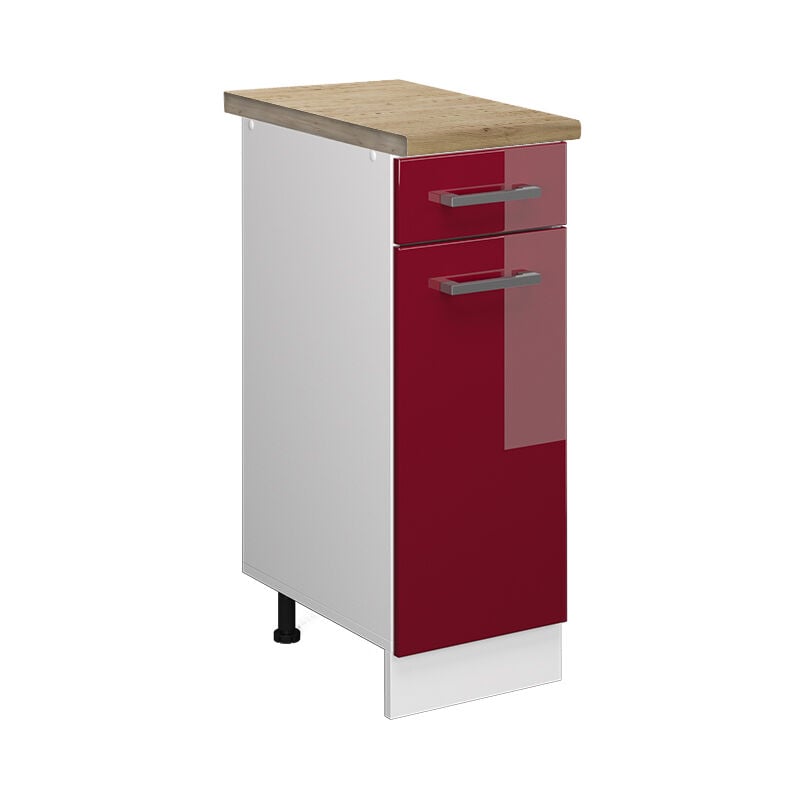 foto del prodotto vicco mobiletto base per cucina rosso bordeaux lucido 30 cm , pl rovere