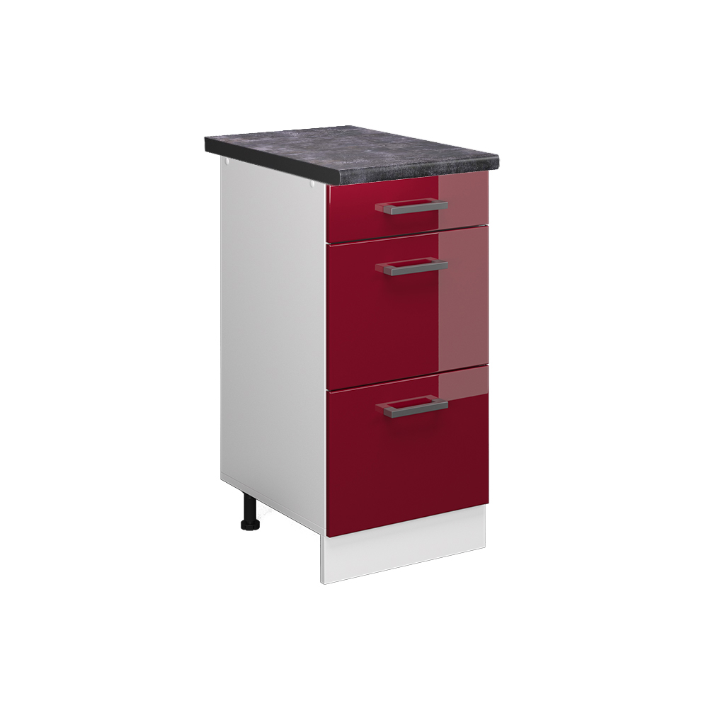 immagine 0 del prodotto vicco mobiletto base per cucina rosso bordeaux lucido 40 cm con cassetti, pl antracite