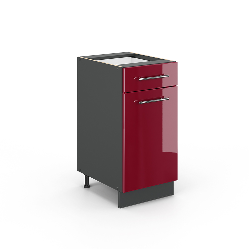 foto del prodotto vicco mobiletto base per cucina rosso bordeaux lucido 40 cm senza piano di lavoro