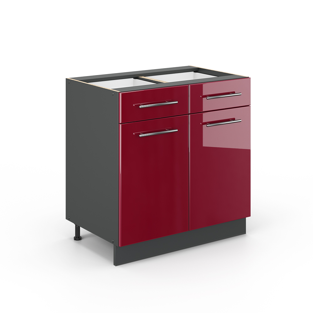 foto del prodotto vicco mobiletto base per cucina rosso bordeaux lucido 80 cm senza piano di lavoro