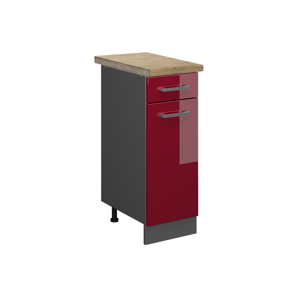 foto del prodotto vicco mobiletto base per cucina rosso lucido 30 cm , pl rovere
